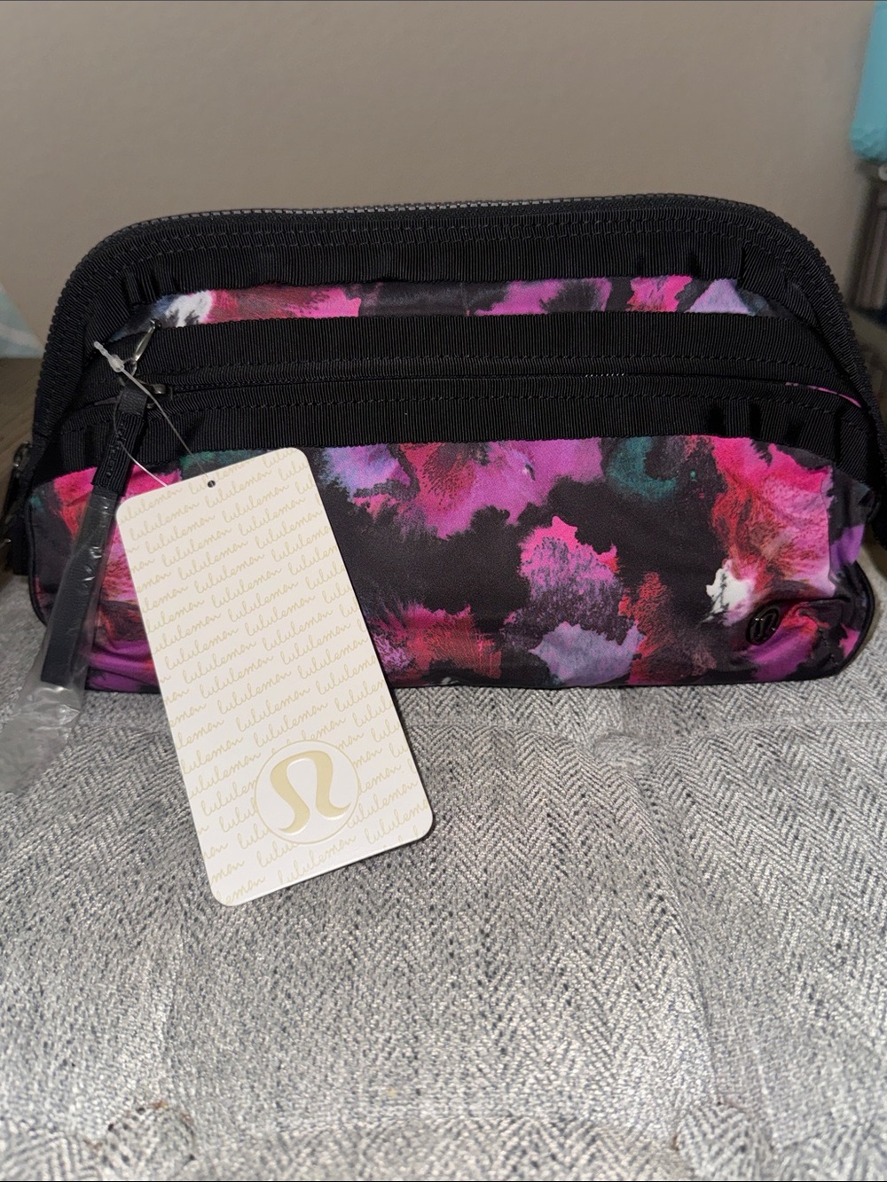NWT, Lululemon vintage “Don’t sweat it “ bag.
In purple/ black print.
